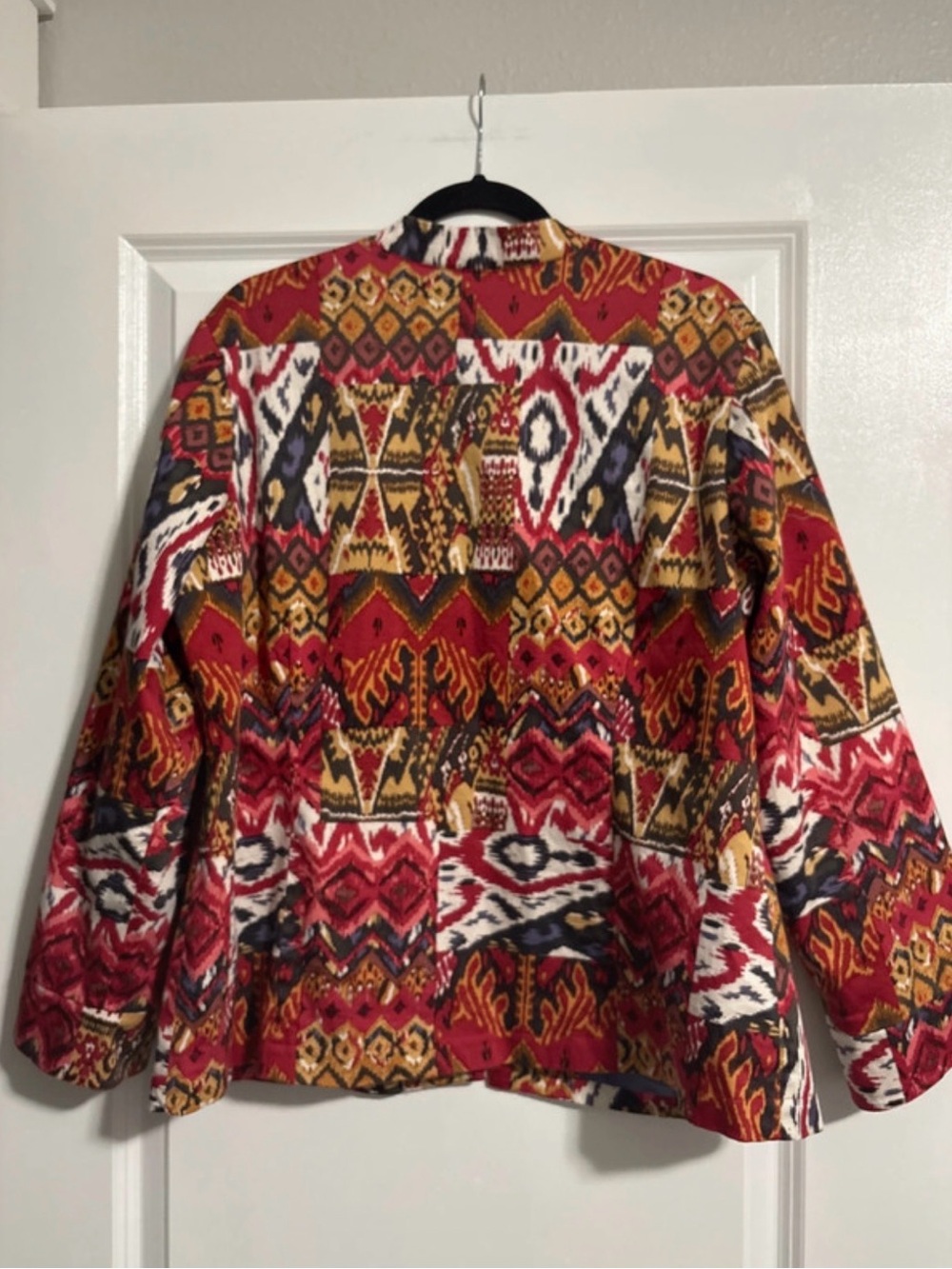 Norm Thompson Red Multi-Pattern Open Front Blazer - Picture 2 of 4